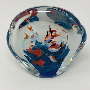 Aquarium Meereslandschaft mundgeblasen Glas Briefbeschwerer 10 Fische - Bild 1 von 8