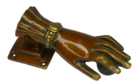 Lady Hand Shape Victorian Antique Style Door Bell Handcrafted Brass Door Knocker Cover