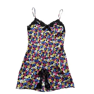 Vintage Christian Dior Slip Dress Floral Satin Silk Colorful Lace Nightgown - Picture 1 of 13