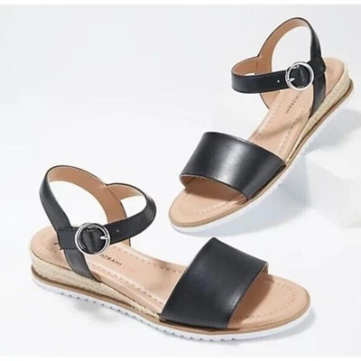 Isaac Mizrahi Sandals Cassidy Size 6.5M Casual Wedge Black Women Shoes NEW - Image 1 of 4