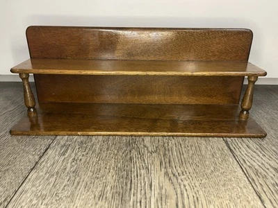 Vtg Wooden Display Rack Two Tier Small Collectibles Shelf 12.5x5x3.5” - Image 1 of 4