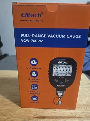Medidor de vacío inalámbrico Elitech de rango completo medidor de micrones con adaptador VGW-760pro Foto 1 de 3