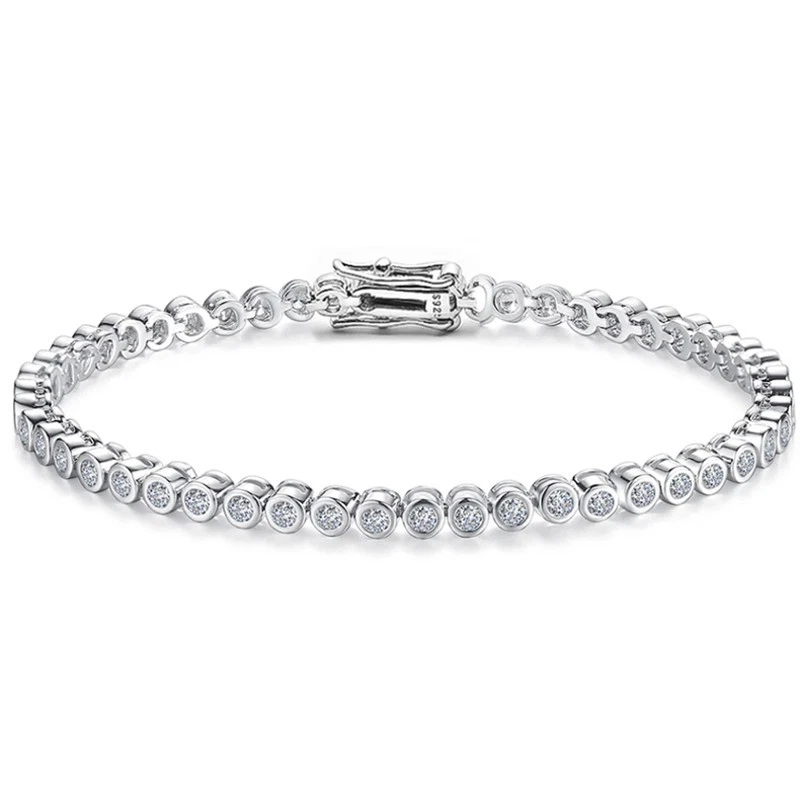 2mm D VVS1 Moissanite Tennis Chain Bracelet Women Chain 925 Sterling Silver GRA - Image 1 of 4