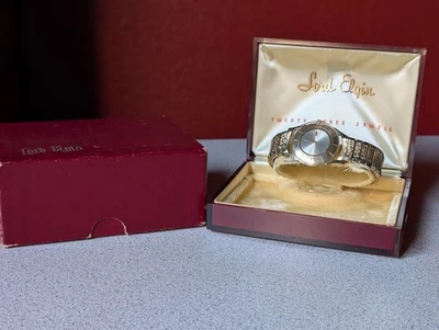 c1950 UNIQUE 23J ELGIN "FUTURA" MYSTERY DIAL WATCH~IN/OUT BOX, PAPER~KEEPS TIME - Image 1 of 4