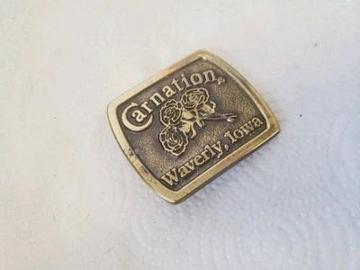 Hebilla de cinturón de metal clavel Waverly Iowa leche láctea  Foto 1 de 4