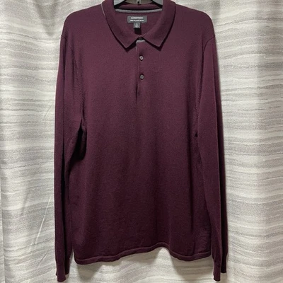 Suéter Nordstrom 100% Lana Merino Hombres Borgoña XL Cuello Pullover Lujo Elegante Foto 1 de 4