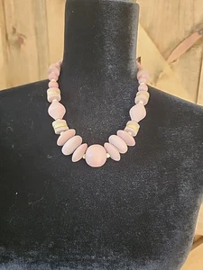Collar De Colección Biagi Años 80 Grueso Rosa Malva Madera Cuentas 20" Nuevo Con Etiquetas - Imagen 1 de 6
