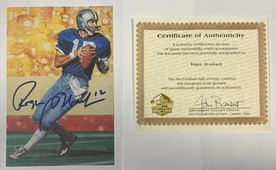 1991 Goal Line Art Pro Football Hall of Fame Roger Staubach Auto Signature & COA - Image 1 of 4