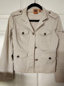 Trina Turk Tan Cotton Short Jacket 5 Pocket Long Sleeve - Picture 1 of 5