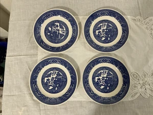 Royal China Royal Ironstone Blue Willow 4 Salat-/Dessertteller Made in USA - Bild 1 von 6