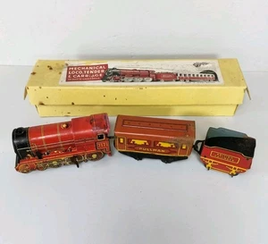 Vintage Brimtoy Uhrwerk Weißblech Royal Scot Dampflok 7171 Spur O verpackt  - Bild 1 von 24