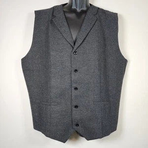 Paul Jones Tweed Vest Mens 2XL 54" Gray Waistcoat Wedding Corporate Formal XXL - Picture 1 of 16