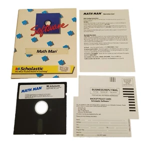Math Man de Scholastic para Apple II+, IIE/C - Completo con cubierta, manual y disco - Imagen 1 de 4