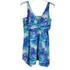 Swimsuits for All Floral Blue Tankini ONE Piece Swimsuit Nylon Blend Size 26