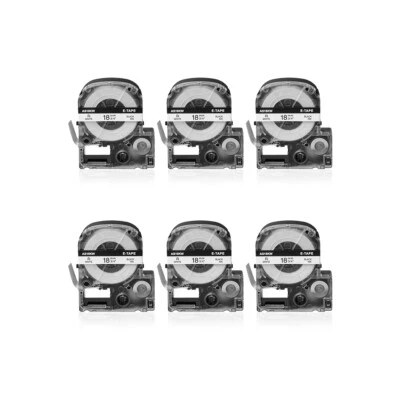 DIGI 6PCS 3/4" Compatible LK-5WBN LC-5WBN Tape for EPSON LabelWorks Black on White