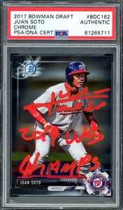 Juan Soto Autographed 2017 Bowman Draft Chrome RC 2019 WS Champs PSA/DNA