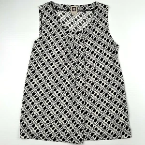 Anne Klein Blouse Women Small Chain Pleat Sleeveless Shirt Work Party Core Ex - Picture 1 of 10