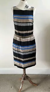 Linen sleeveless striped lined dress "Autograph" Unworn size 10 - Picture 1 of 12