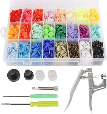 T5 Plastic Snap Buttons Sewing Press Poppers Resin Snap Fasteners + Pliers Tool - Image 1 of 4