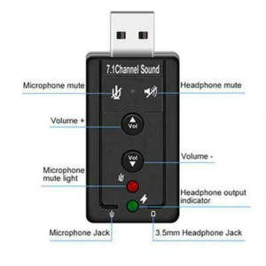 Usb 2.0 Audio Sound Card External Adapter 3d Virtual OS Win7 8 Ch 7.1 Linux - Picture 1 of 12