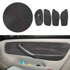 4X Suede B+Red Interior Door Armrest Leather Cover For Vw Golf Mk4 Jetta 98-2005