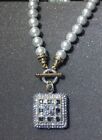 Heidi Daus Tantalizing Cool Mint Glass Beaded Neclace W/ Crystal Toggle Pendant