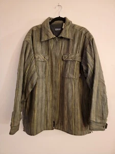 VINTAGE PATAGONIA INSULATED JACKET MEN LARGE L GREEN BROWN ORGANIC COTTON STRIPE - Picture 1 of 15