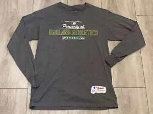 Majestic Oakland Athletics A's MLB Baseball Long Sleeve Sz Med Dark Heather Gray - Picture 1 of 11