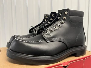 Red Wing Heritage 6" Classic Moc Toe Supersole Black Leather Boot 8.5 E 8133 USA - Picture 1 of 13