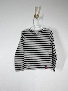KULE The Riley Long Sleeve Tee Kids Size 4 Gray Navy Striped Top Boy Girl Youth - Picture 1 of 4