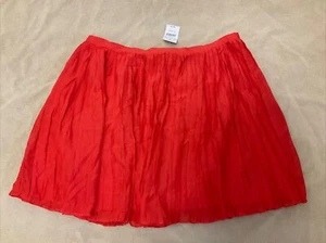 Falda de mezcla de seda viscosa J Crew 14 para mujer roja arrugada plisada nueva con etiquetas $84 - Imagen 1 de 5