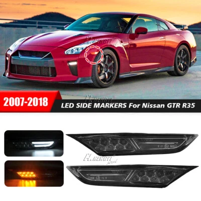 Lâmpada de sinalização LED marcador lateral fumaça âmbar/branco para Nissan GT-R R35 2009-15 - Imagem 1 de 4