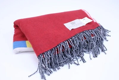 JAB Anstoetz Blanket Throw Interior Collection Modern Art Red White 59" x 78" - Image 1 of 4