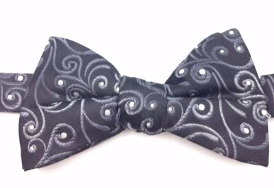 $100 Alfani Para Hombres Paisley Negro Gris Pajarita Vestido Traje Clásico Ajustable Pajarita Foto 1 de 4