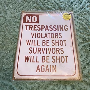 Vintage Style Metal No Trespassing Sign New - Picture 1 of 5