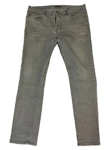 John Varvatos Bowery Low Rise Button Fly Jeans Stretch Pants, Dark Gray, 38 - Picture 1 of 9