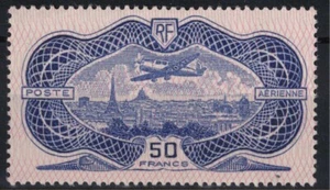 FRANCE POSTE AERIENNE BURELE N° 15 NEUF * GOMME D'ORIGINE TRACE DE CHARNIERE - Picture 1 of 2