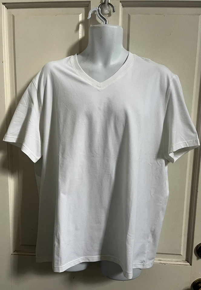 JOSEPH ABBOUD НОВЫЙ! Мужская белая футболка с v-образным вырезом SLIM FIT хлопок короткий рукав XXL - Изображение 1 из 4
