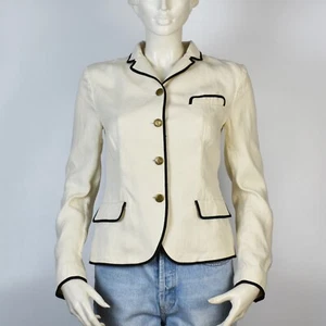RALPH LAUREN Women's Vintage 100% LINEN Italy Ivory Unlined Blazer Jacket Sz 6 - Picture 1 of 10