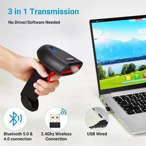 Wireless USB Bluetooth Barcode Scanner Laser Handscanner 2000mAh QR Code Scan DE - Bild 1 von 6
