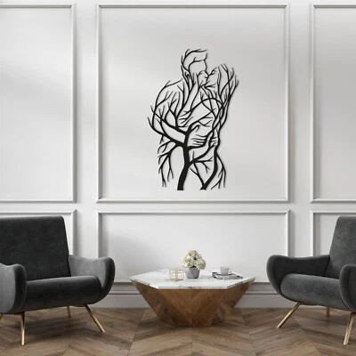 Moderno conjunto de arte de pared de árbol de metal, escultura de pareja, decoración abstracta de hombre mujer Foto 1 de 4