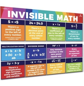 Educational Math Posters Invisible Mathematics Classroom Banner Decorations - Picture 1 of 1