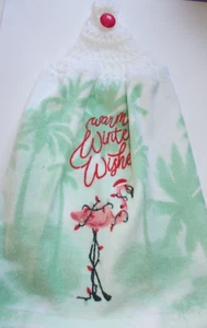 Küchentuch weiß Garn Häkeloberteil WARME WINTERWÜNSCHE Druck Baumwolle - Bild 1 von 2