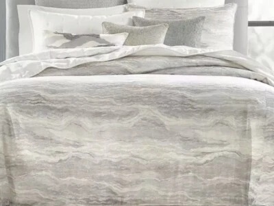 Hudson Park Collection Marble Wave Full/Queen Duvet Cover Taupe New - Image 1 of 4