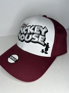 Disney "The Original Mickey Mouse" Maroon/White Adjustable Adult Hat NWT 