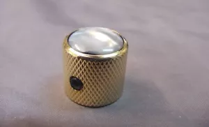GOLDENER GITARRENKNOPF MIT GRAUER PERLE - mit Madenschraube - Bild 1 von 4