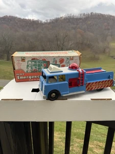 50er Jahre Ideal Notfall LKW mit Karton Reibmotor funktioniert Vintage Spielzeug  - Bild 1 von 24