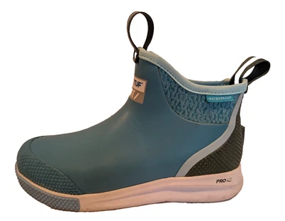 Botas XTRA TUF SPORT plataforma de pesca barco azul água feminino 8 PRO LITE impermeável em excelente estado usado - Imagem 1 de 4