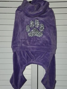 Isaac Mizrahi Pet Size XS Purple Velour Dog Hooded Bling Tracksuit Outfit NEW - Picture 1 of 14