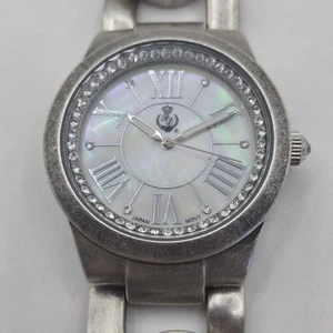 Premier Designs Womens MOP Watch Bold Chunky Chain Curb Link Bracelet RUNS EUC - Picture 1 of 9